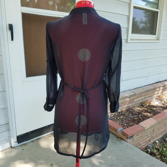 Sheer Black Button-up Tunic - Picture 6 of 7